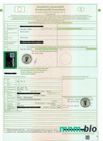 Niemcy szablon dowodu rejestracyjnego pojazdu w PSD